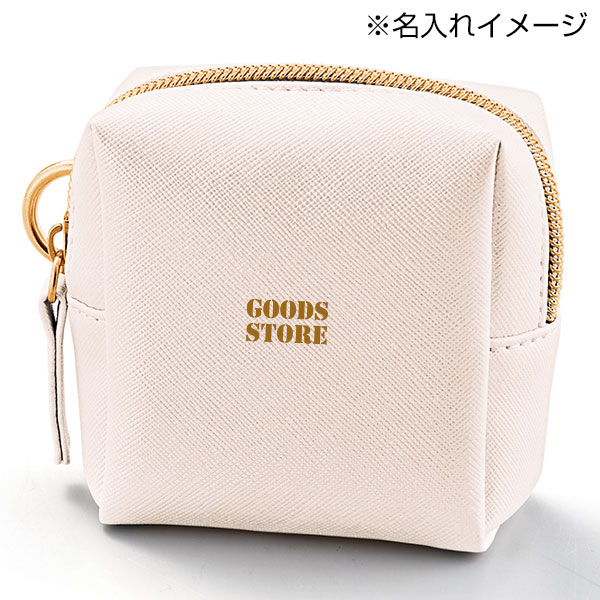 リングカラビナ付きスクエアポーチ(パールホワイト)