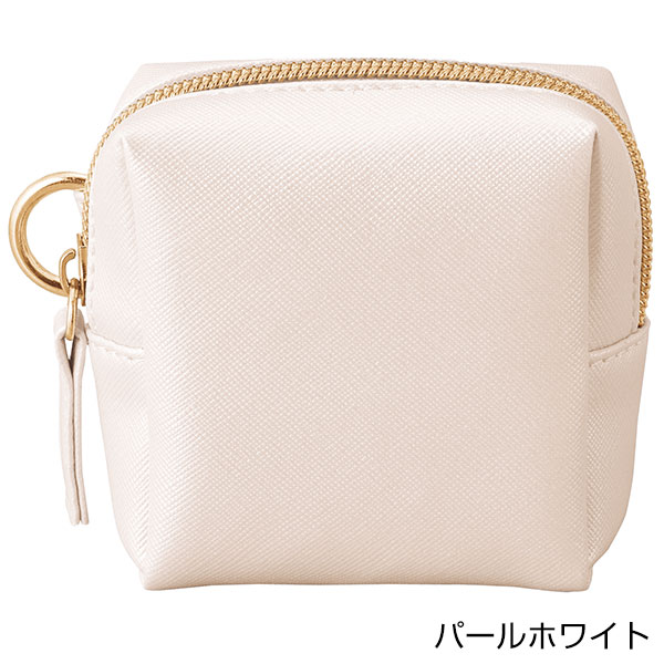 リングカラビナ付きスクエアポーチ(パールホワイト)