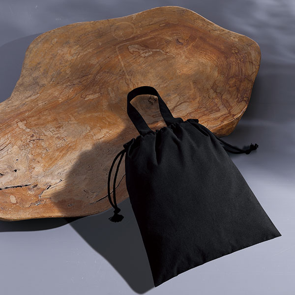 スフィア・リサイクルコットンフラット2WAY巾着バッグ(ブラック)