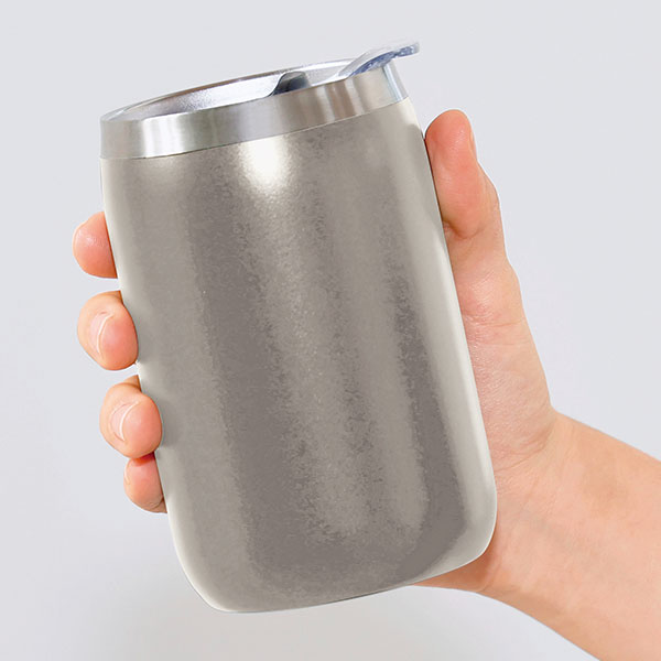 スライド式蓋付き真空二重構造ステンレスタンブラー(シルバー)