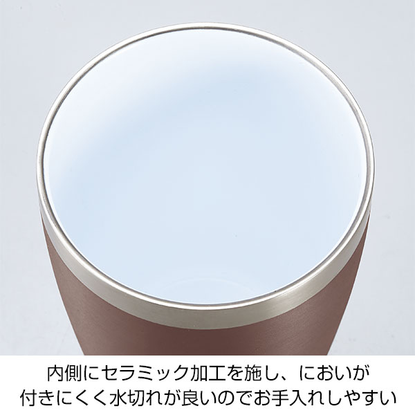 セラミック加工真空二重構造ステンレスタンブラー(グレージュ)