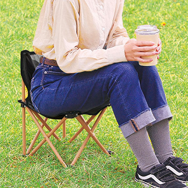 レジャーアンドライフ・ポータブルミニチェア(ブラック)