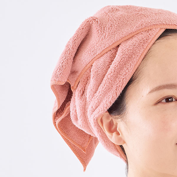 ヘアドライ用マイクロファイバーロングタオル(ピンク)