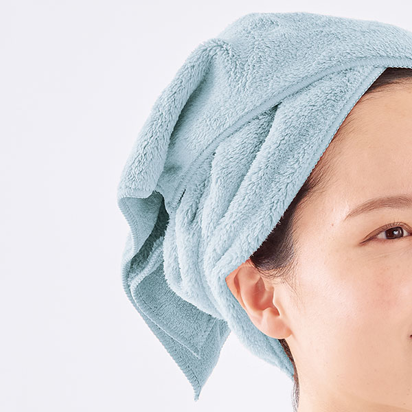 ヘアドライ用マイクロファイバーロングタオル(ブルー)