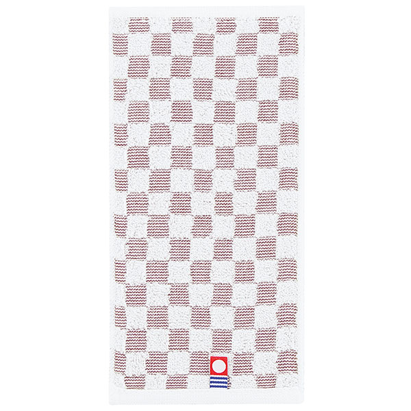 今治チェックポケットタオルハンカチ(ブラウン)