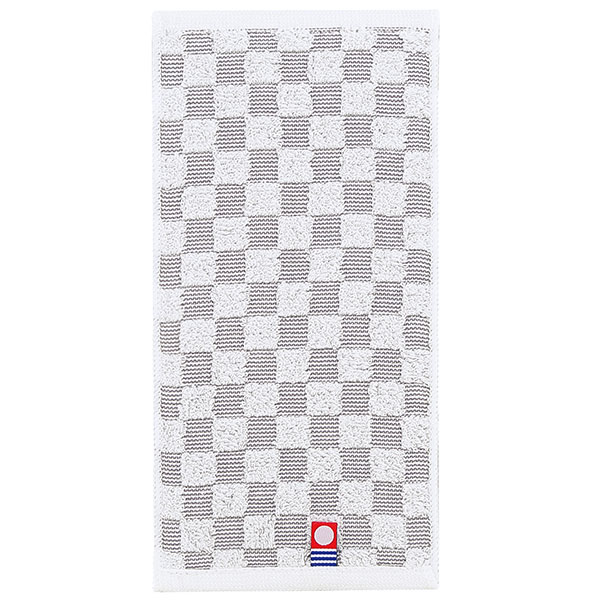 今治チェックポケットタオルハンカチ(グレー)