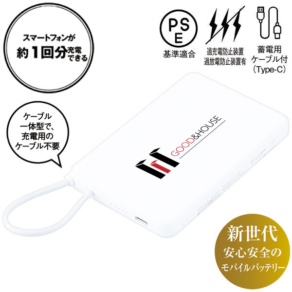 新世代 固体電池モバイルバッテリー5000(ホワイト)