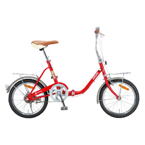 16インチ シティ折りたたみ自転車（レッド）