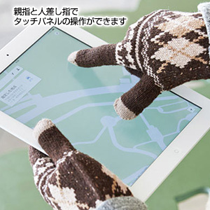 アーガイルチェックスマートフォングローブ