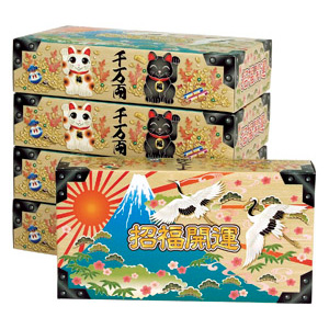 招福開運エコ寸BOXティッシュ100W5個組 千両箱