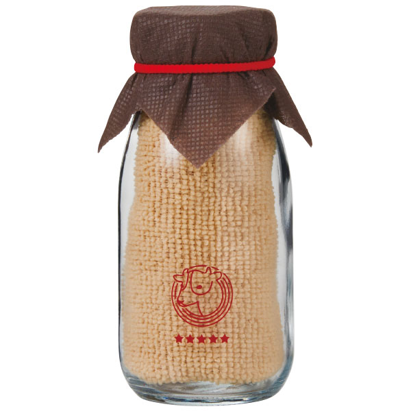 牛乳瓶入りハンカチタオル