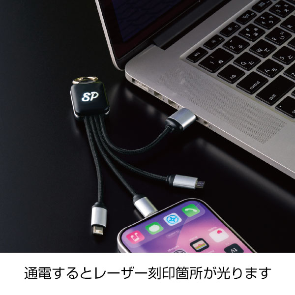 カラビナ付USBマルチケーブル