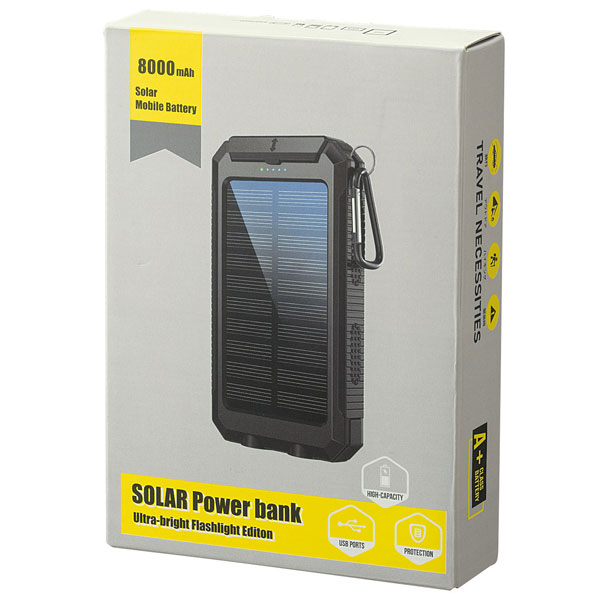 ライト付ソーラーバッテリー8000mAh