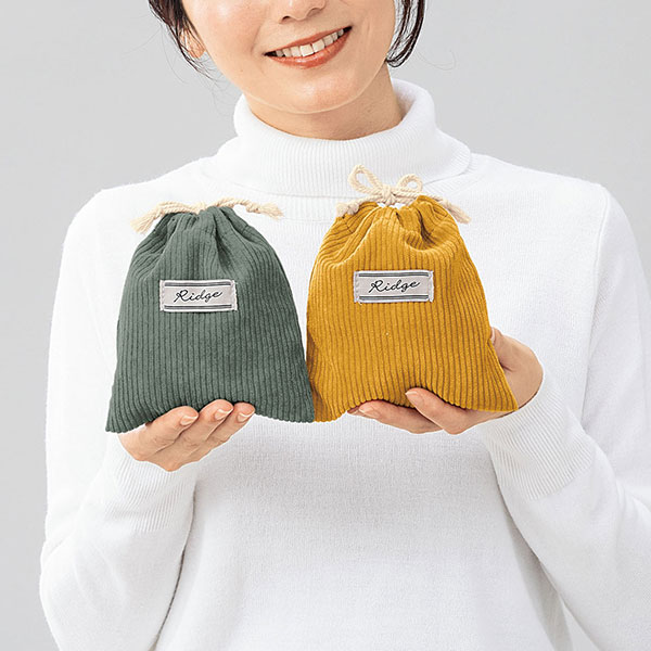 リッジ/コーデュロイ巾着ポーチ