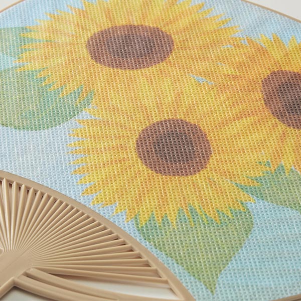 水で濡らせる布うちわ　ヒマワリ