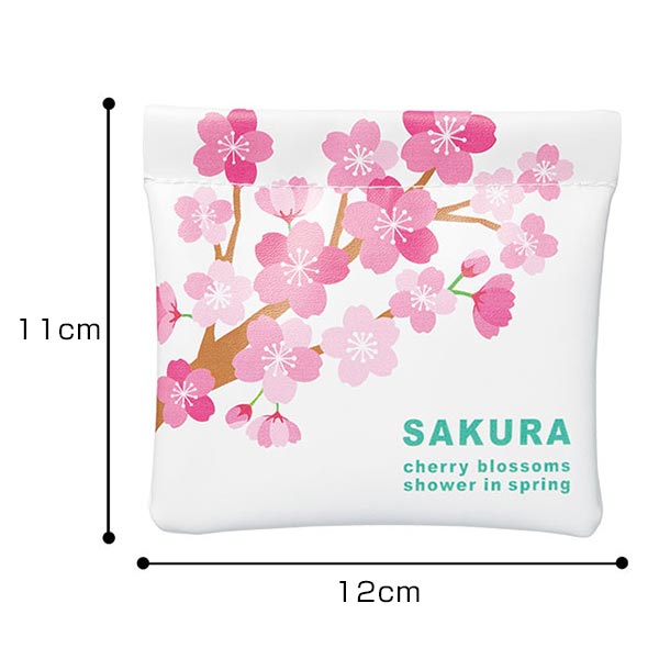 さくらさく レザー調バネ式ミニポーチ