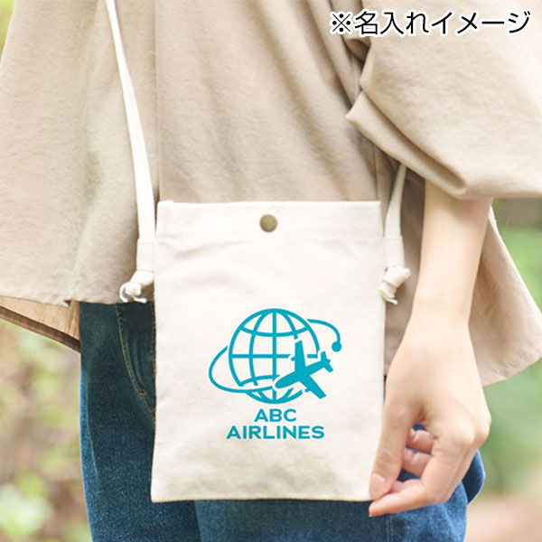 カラモ コットンスマホサコッシュ ナチュラル