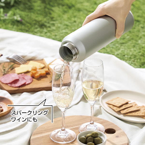 真空セラミック炭酸ボトル(800ml)(グレージュ)