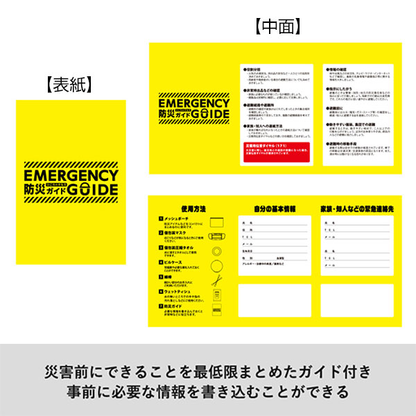 防災緊急7点セット　メッシュポーチタイプ　ネイビー