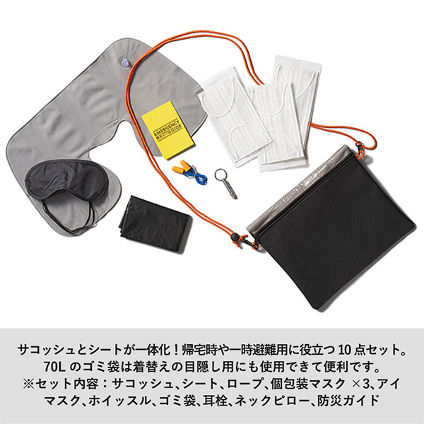 防災緊急10点セット　シートインサコッシュタイプ　ブラック