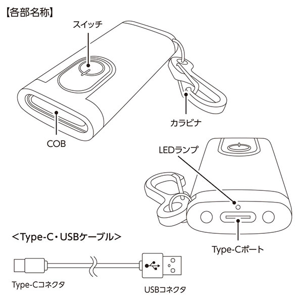 COBカラビナ付コンパクトライト