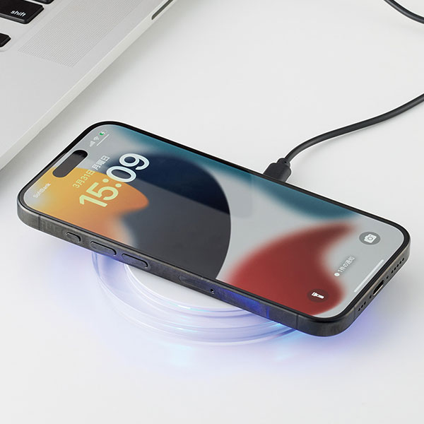 クリアワイヤレス充電器　ラウンド　10W