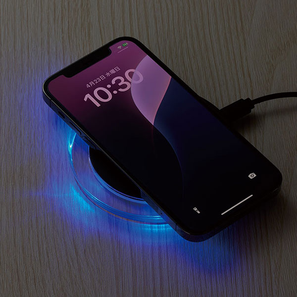 クリアワイヤレス充電器　ラウンド　10W