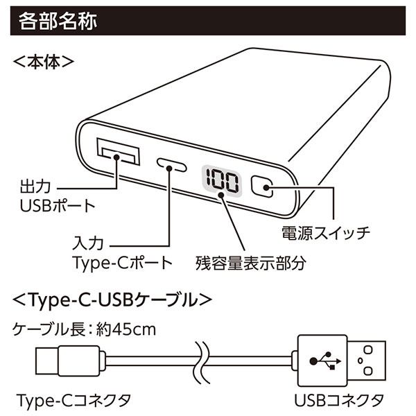 モバイルチャージャー10000　デジタル表示付