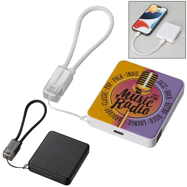 PD急速充電コードストラップ付モバイルチャージャー5000(全面印刷対応)