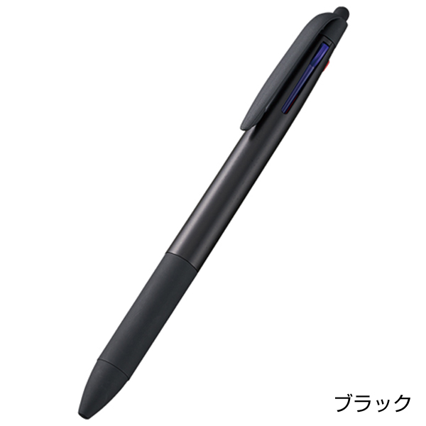 タッチペン付3色ボールペン(再生ABS)【グッズストアドットネット