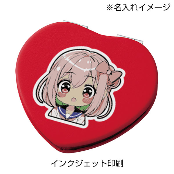 全面印刷できる合皮コンパクトミラー　ハート