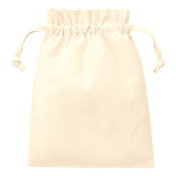 厚手コットンフリル巾着(M)　ナチュラル