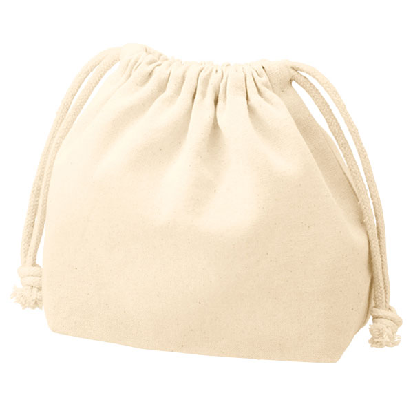 厚手コットンポーチ巾着(S)　ナチュラル