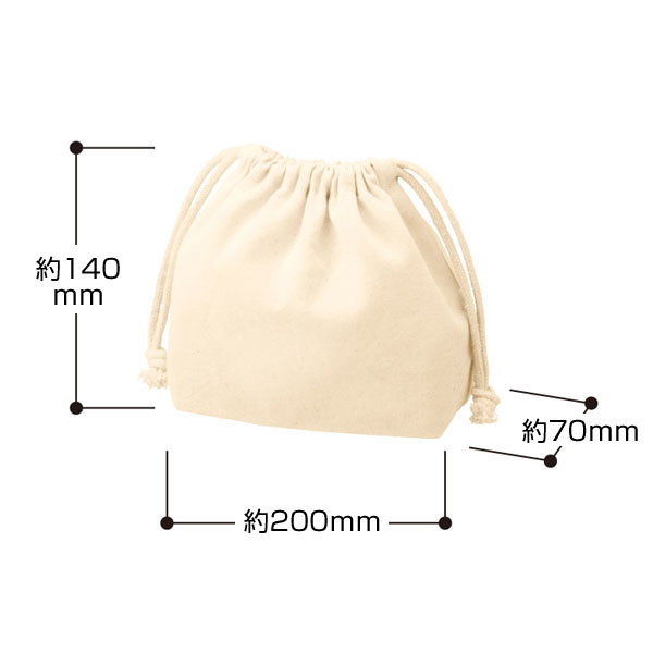 厚手コットンポーチ巾着(S)　ナチュラル