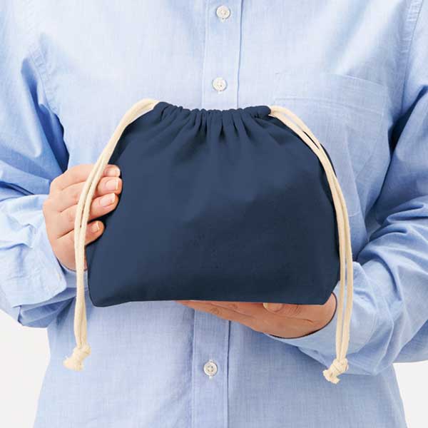 厚手コットンポーチ巾着(M)