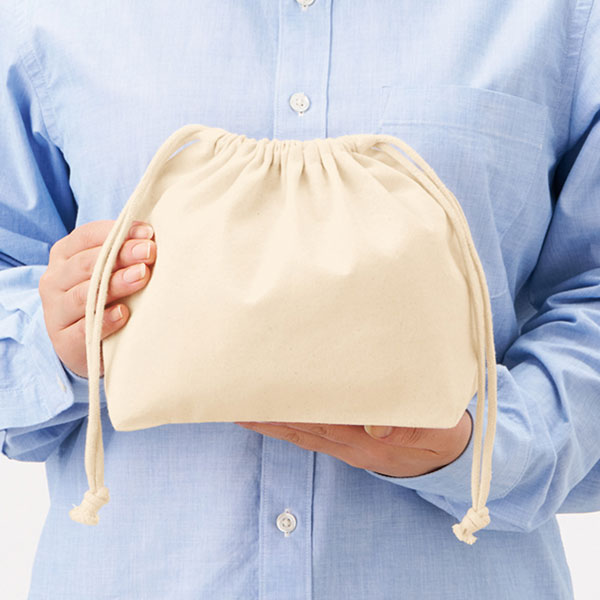 厚手コットンポーチ巾着(M) ナチュラル