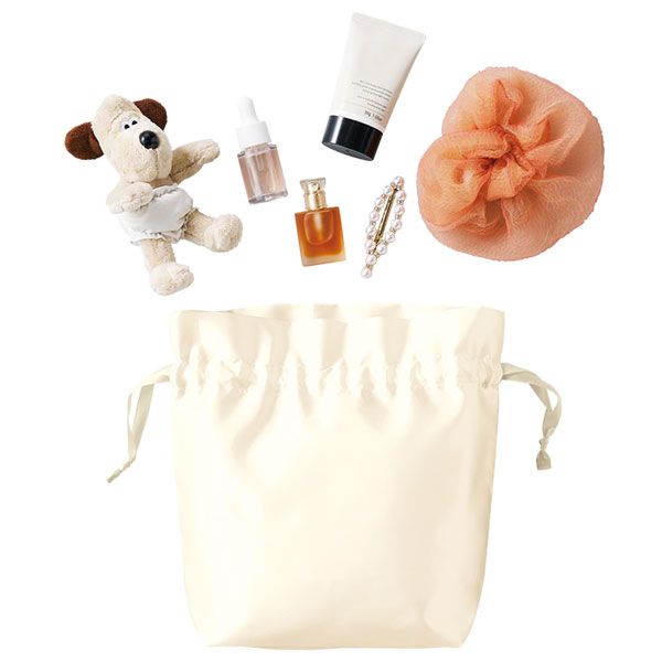 サテンフリルポーチ巾着