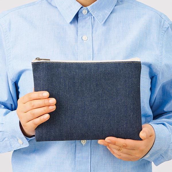 デニムフラットポーチ(M) インディゴ
