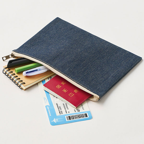 デニムフラットポーチ(M) インディゴ