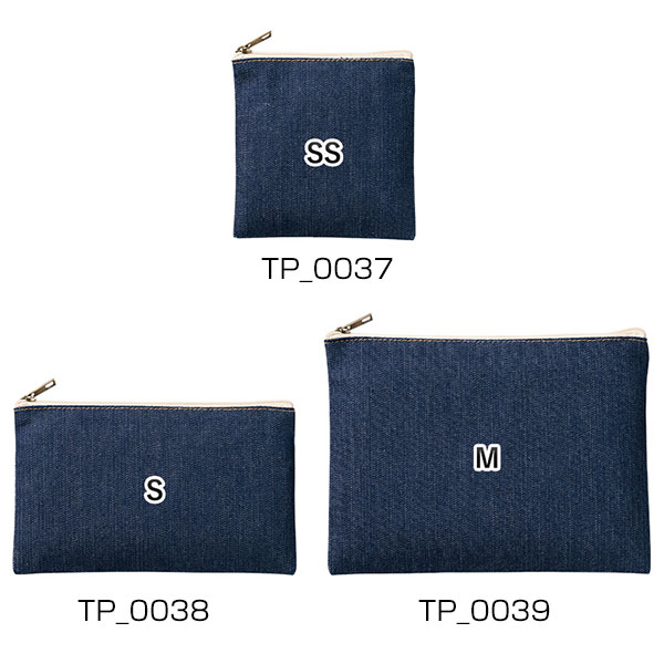 デニムフラットポーチ(M) インディゴ