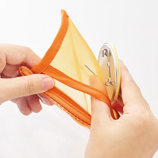 メッシュポケットクリアミニポーチ(カラビナ付)