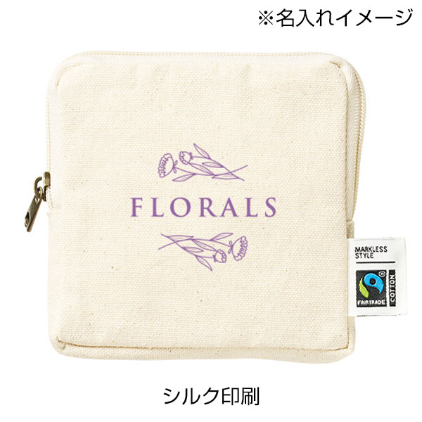 フェアトレードコットンスリムスクエアポーチ(S) ナチュラル