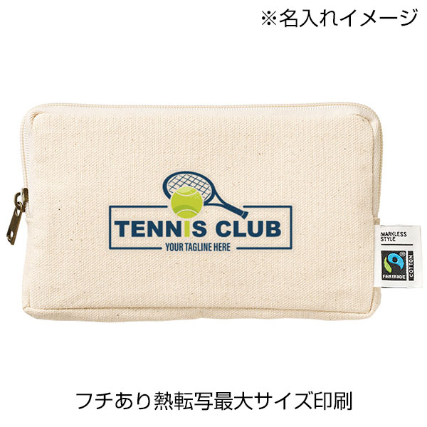 フェアトレードコットンスリムスクエアポーチ（M）　ナチュラル