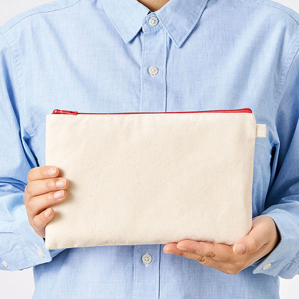 カラーファスナーキャンバスフラットポーチ（M）