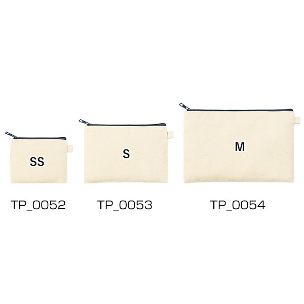 カラーファスナーキャンバスフラットポーチ（M）