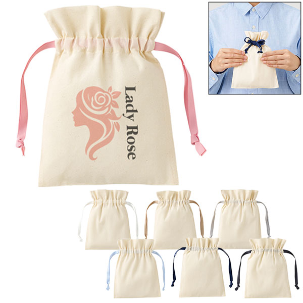 コットンカラーリボン巾着(S)