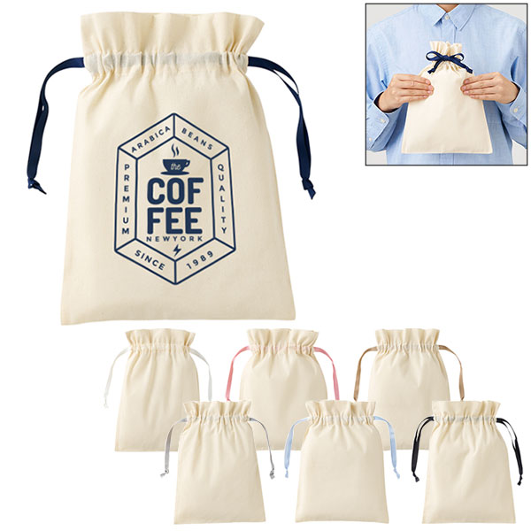 コットンカラーリボン巾着(M)