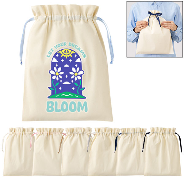 コットンカラーリボン巾着(L)