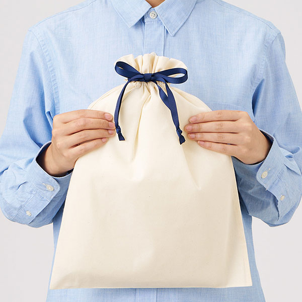 コットンカラーリボン巾着（L）