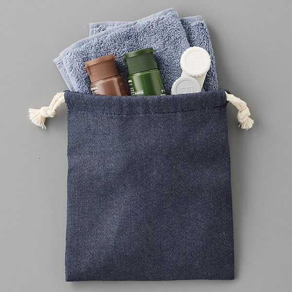 【シルク印刷必須商品】デニムライク巾着（S）